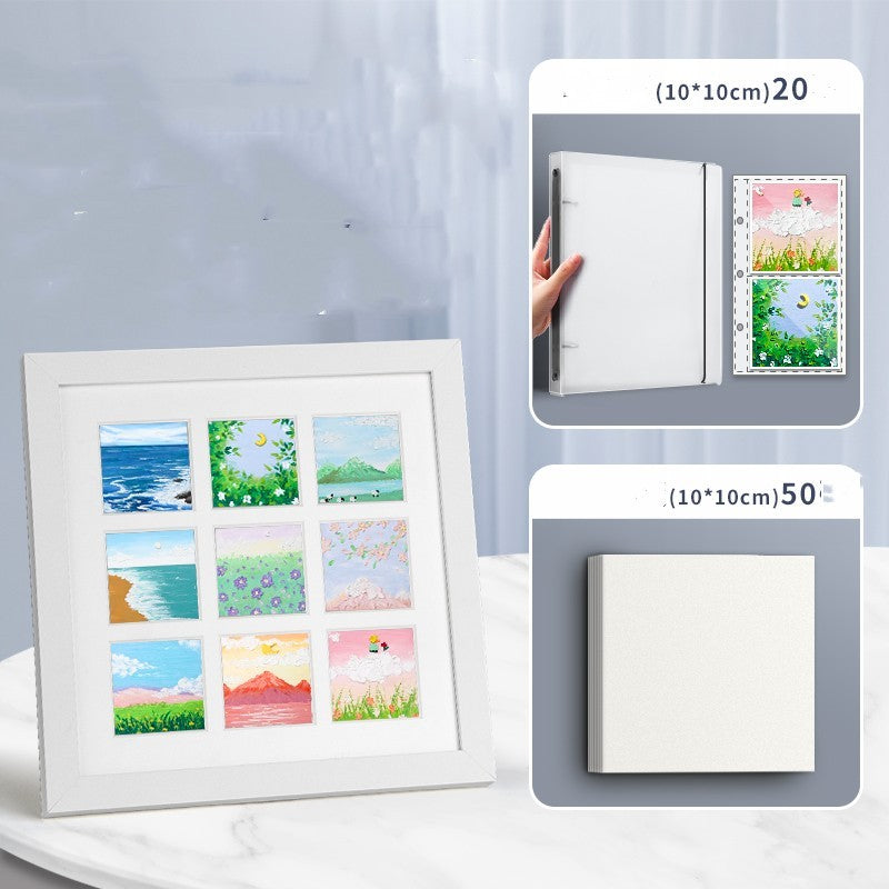 Solid Wood Picture Frame For Oil Painting Stick Painting, Special Paper Preservation Frame For Four Squares And Nine Squares