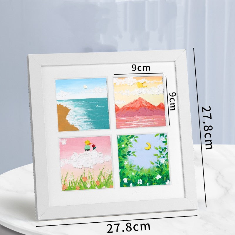 Solid Wood Picture Frame For Oil Painting Stick Painting, Special Paper Preservation Frame For Four Squares And Nine Squares