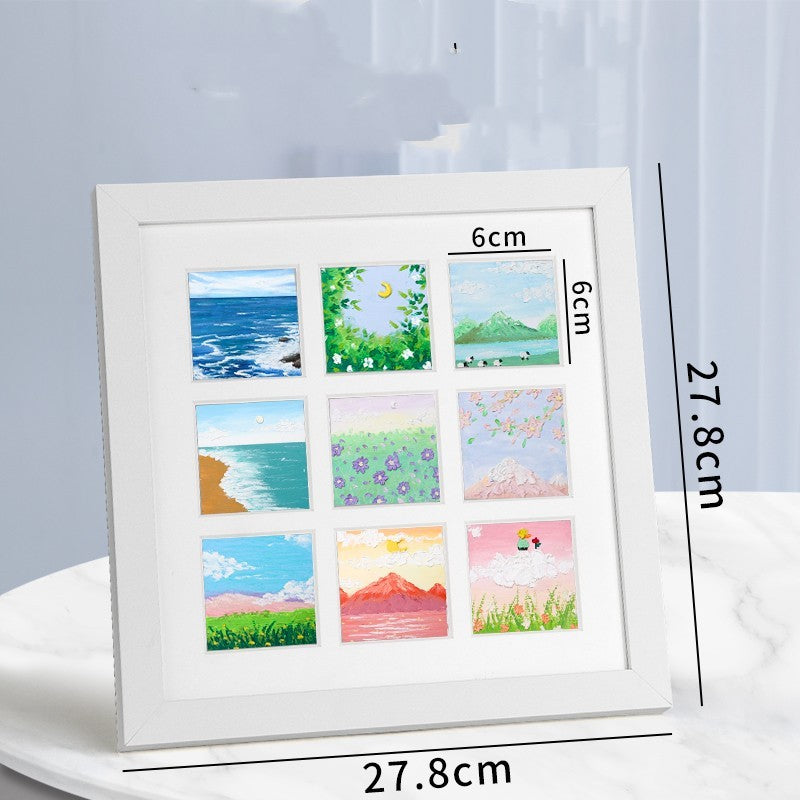 Solid Wood Picture Frame For Oil Painting Stick Painting, Special Paper Preservation Frame For Four Squares And Nine Squares