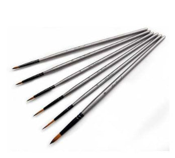 6 Pieces Suit Nylon Hair Brush Hook Line Silver Wooden Pole Student Diy Sketch Painting Mark