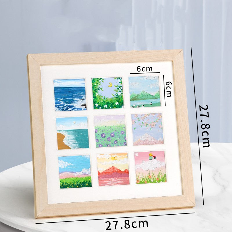 Solid Wood Picture Frame For Oil Painting Stick Painting, Special Paper Preservation Frame For Four Squares And Nine Squares