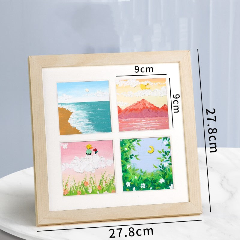 Solid Wood Picture Frame For Oil Painting Stick Painting, Special Paper Preservation Frame For Four Squares And Nine Squares
