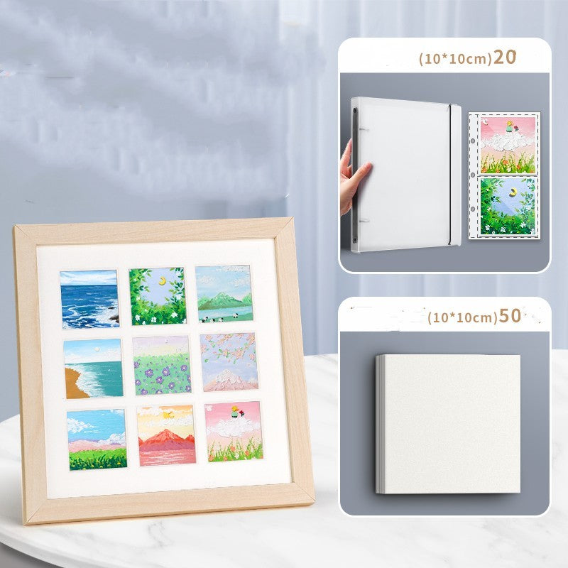 Solid Wood Picture Frame For Oil Painting Stick Painting, Special Paper Preservation Frame For Four Squares And Nine Squares